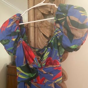 Zara Floral Puff Sleeve Jumpsuit